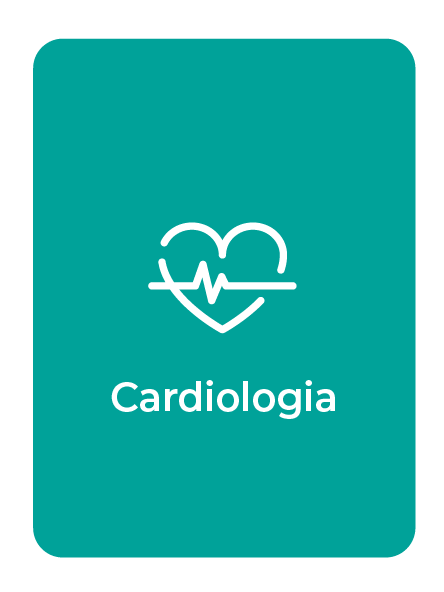 um retângulo verde com um vetor em formato de coração com marcador de ritmo cardíaco com o nome Cardiologia embaixo
